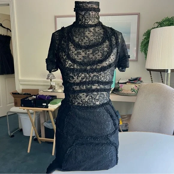 blue dress for baby girl Stella Sleeveless Lace Turtleneck Midi Dress Black / S main image 0